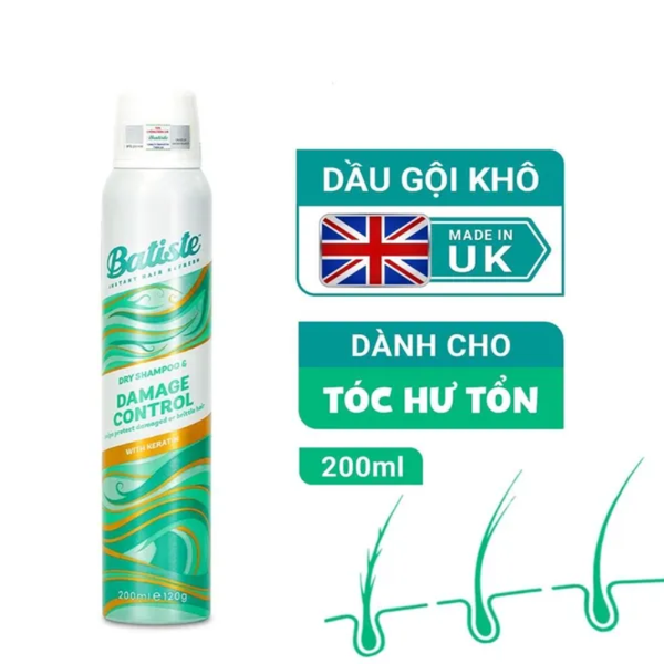 Batiste Dầu Gội Khô Dành Cho Tóc Hư Tổn Dry Shampoo Damage Control 200ml