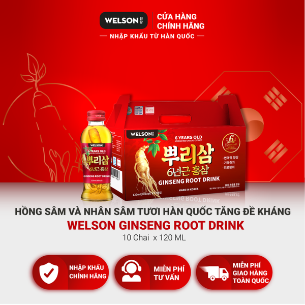 Welson Nước Uống Hồng Sâm Củ Ginseng Root Drink 10 Chai