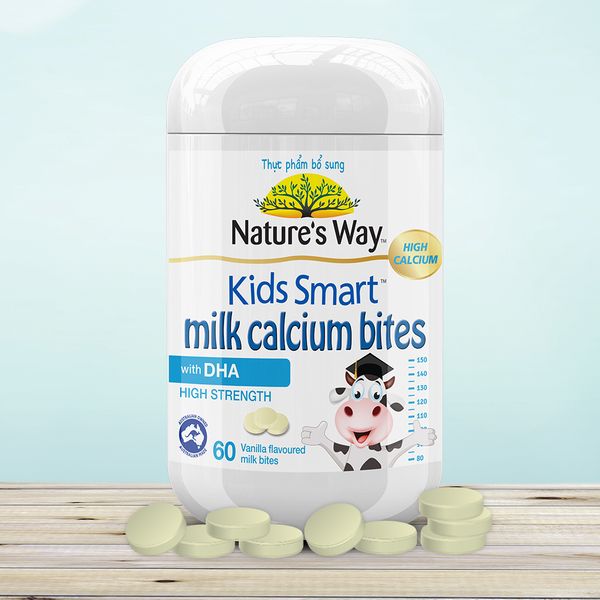 Nature's Way Viên Nhai Bổ Sung DHA Cho Trẻ Kids Smart Milk Calcium Bites DHA 60 Viên