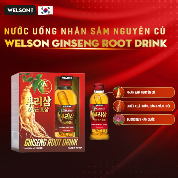 Welson Nước Uống Hồng Sâm Củ Ginseng Root Drink 10 Chai