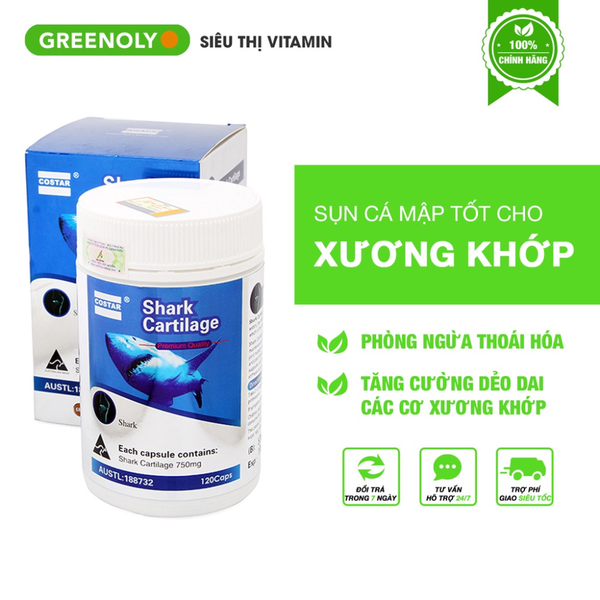 Costar Viên Uống Hỗ Trợ Xương Khớp Sụn Cá Mập Blue Shark Cartilage 750mg (30 Viên)