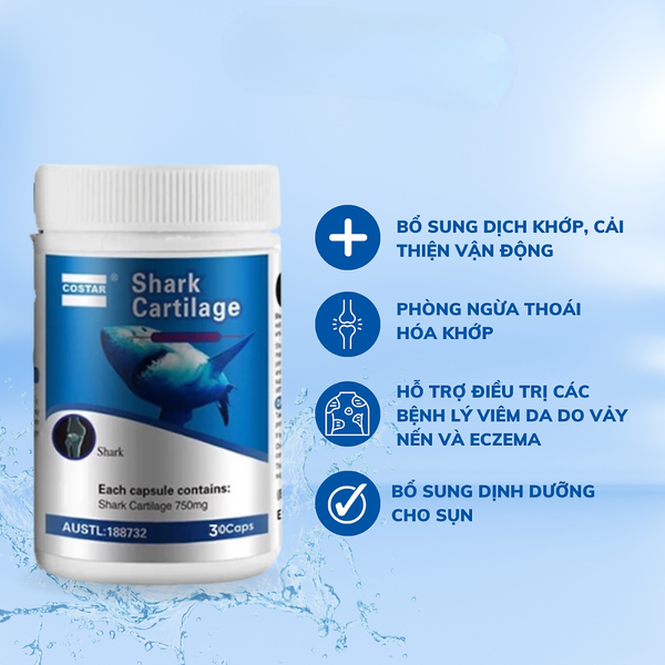 Costar Viên Uống Hỗ Trợ Xương Khớp Sụn Cá Mập Blue Shark Cartilage 750mg (30 Viên)