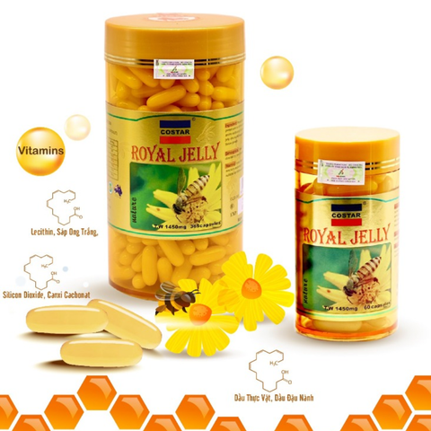 Combo Costar Dầu Cá 100 Viên + Sữa Ong Chúa Royal Jelly Soft Gel 1450mg 100 Viên