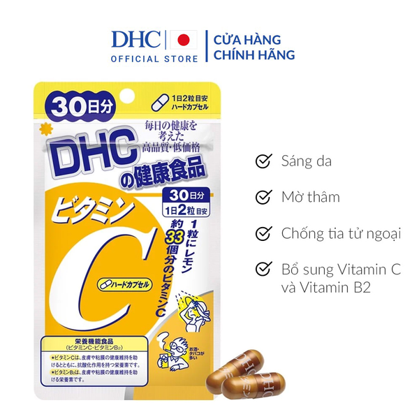 Combo Sáng Da Ngừa Mụn - DHC Vitamin C 30 Ngày, DHC Kẽm 30 Ngày