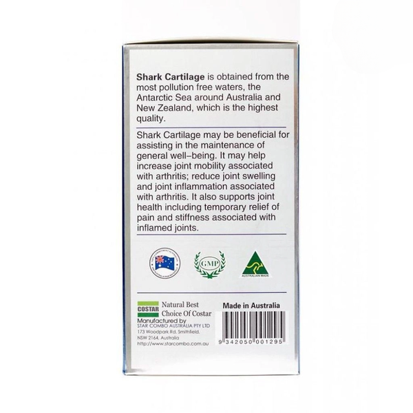 Costar Viên Uống Hỗ Trợ Xương Khớp Sụn Cá Mập Blue Shark Cartilage 750mg (30 Viên)