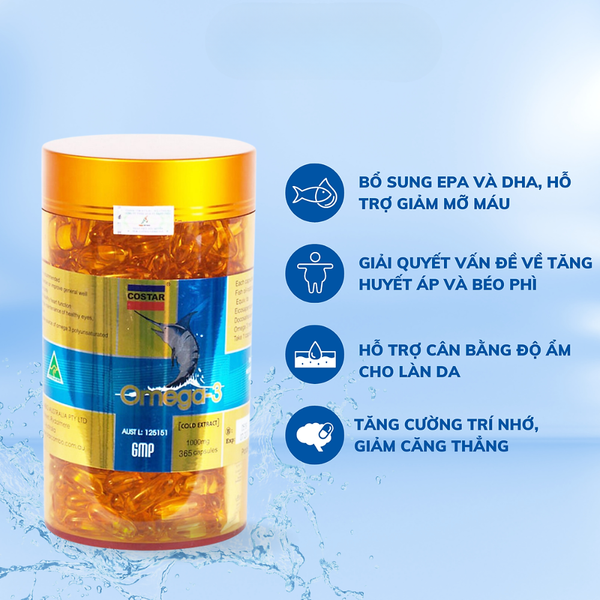 Combo Costar 2 Hộp Sụn Cá Mập 120 Viên (Không Vỏ Hộp) Tặng Costar Dầu Cá Omega 3 1000mg 100 Viên