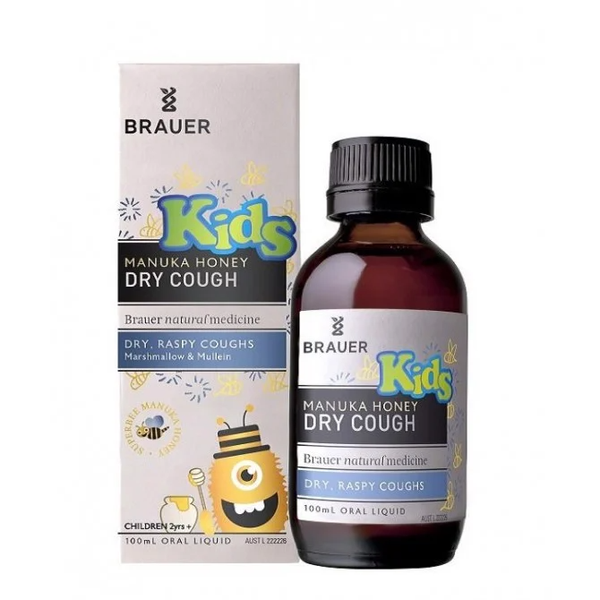 Brauer Siro Mật Ong Hỗ Trợ Bé Ho Khan Manuka Honey Kids Dry Cough 100ml