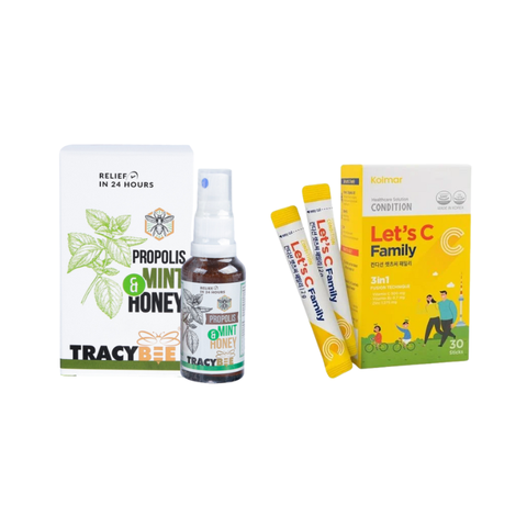 Combo Tăng Đề Kháng, Bảo Vệ Hệ Hô Hấp Kolmar Let's C Family & Tracybee Xịt Keo Ong Bạc Hà
