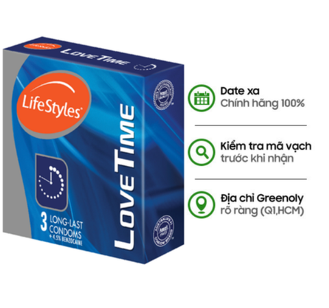 LifeStyles Bao Cao Su Love Time Kéo Dài Thời Gian Hộp 3 Cái- Quà Tặng