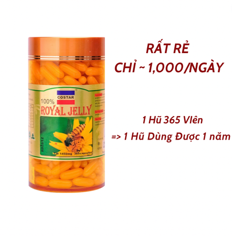 Combo Sữa Ong Chúa Royal Jelly 1450mg 365 Viên Costar & Sallanest Nước Yến Chưng Hạt Chia 30% Tổ Yến 6 Hũ x 70ml