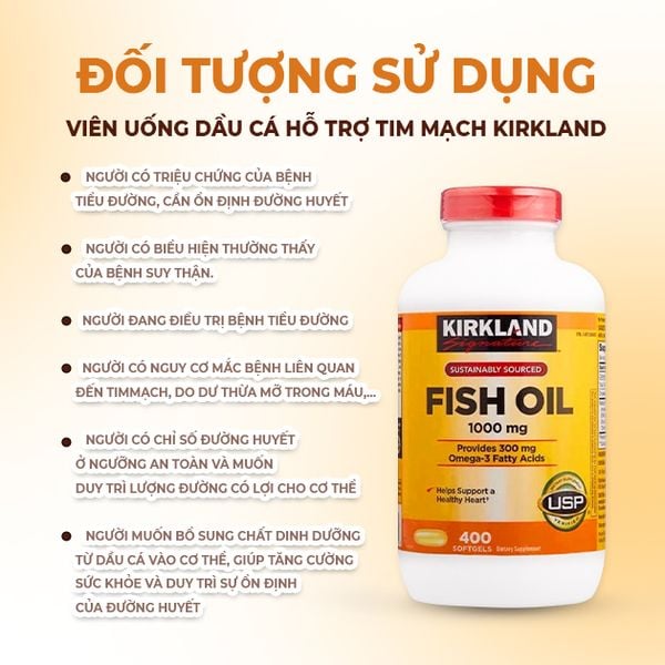 Viên Uống Dầu Cá Hỗ Trợ Tim Mạch Kirkland Signature Fish Oil 1000mg Mỹ 400 viên