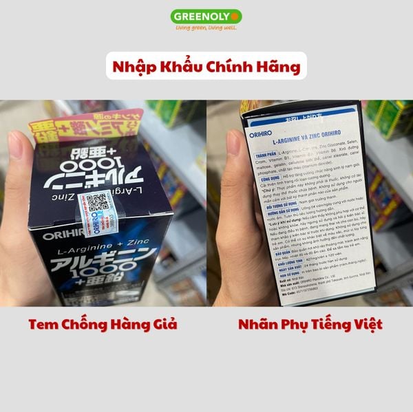 Viên uống Orihiro L-Arginine 1000mg Và Zinc Từ Nhật Bản