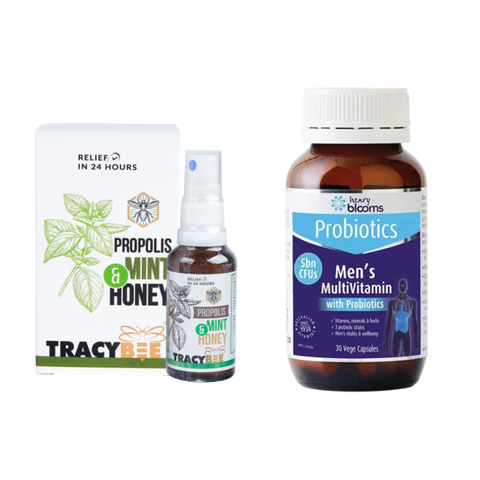 Combo Tăng Đề Kháng, Bổ Sung Vitamin Tổng Hợp, Bảo Vệ Hệ Hô Hấp Cho Nam Henry Blooms Men & Tracybee Xịt Keo Ong Bạc Hà