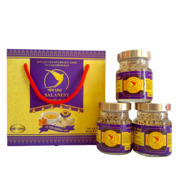 Sallanest Nước Yến Chưng Hạt Chia 20% Tổ Yến 6 Hũ x 70ml