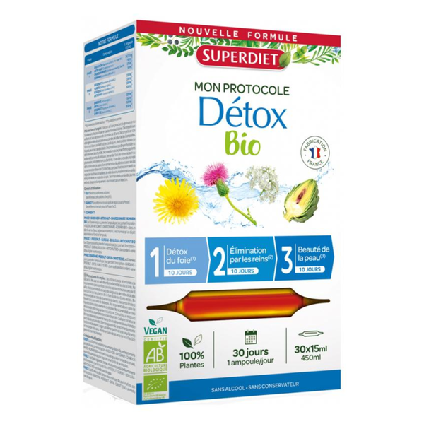 Super Diet Nước Uống Hỗ Trợ Thải Độc Gan Thận Đẹp Da Protocole Detox Biox 15ml 30 Ống