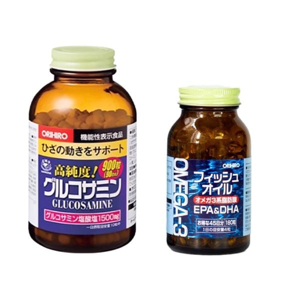 Combo Orihiro Viên Uống Dầu Cá Bổ Sung Omega 3, EPA & DHA 180 Viên & Orihiro Viên Uống Hỗ Trợ Xương Khớp, Bổ Sung Glucosamine 1500mg 900 Viên