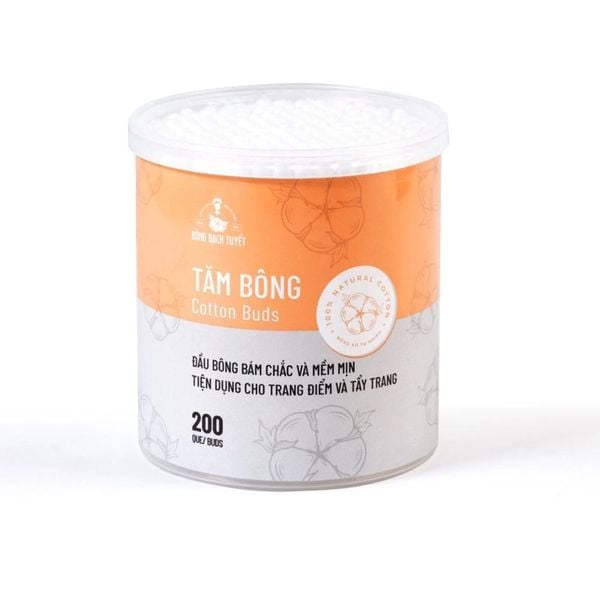 Bông Bạch Tuyết Tăm Bông Cho Người Lớn BBT Hộp Tròn 200 Que