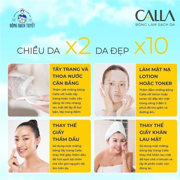 Calla Bông Tẩy Trang Làm Sạch Sâu 1kg Miếng Dạng Túi - Phù Hợp Makeup Hằng Ngày