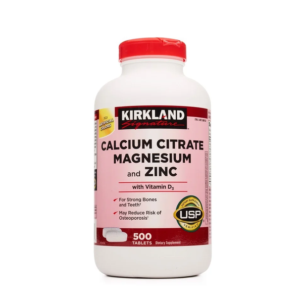 Kirkland Viên Uống Bổ Sung Tổng Hợp Canxi, Magie & Kẽm Signature Calcium Citrate Magnesium And Zinc 500 Viên