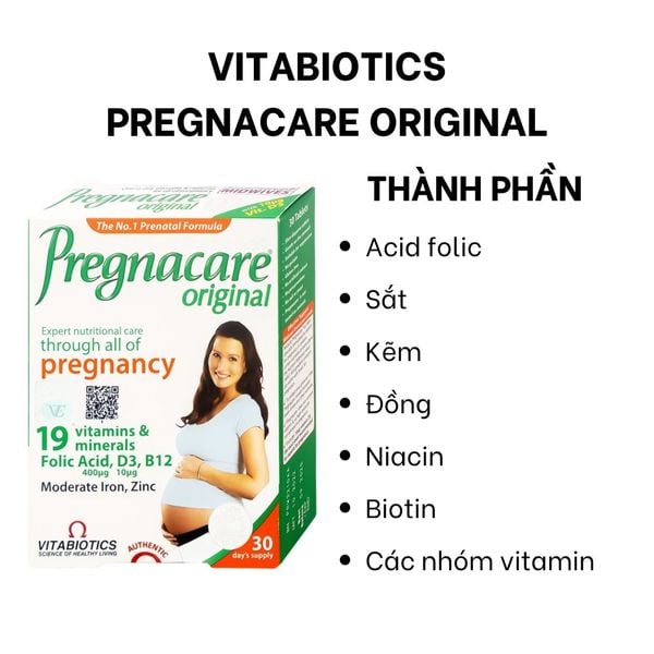 Vitabiotics Viên Uống Pregnacare Original Bổ Sung Vitamin Và Khoáng Chất Cho Phụ Nữ Mang Thai Và Cho Con Bú Hộp 30 Viên