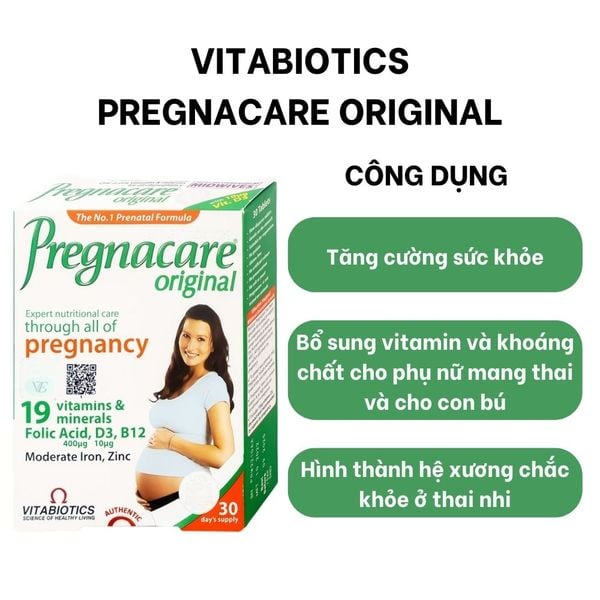 Vitabiotics Viên Uống Pregnacare Original Bổ Sung Vitamin Và Khoáng Chất Cho Phụ Nữ Mang Thai Và Cho Con Bú Hộp 30 Viên