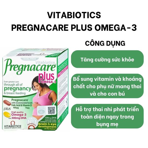 Vitabiotics Viên Uống Pregnacare Plus Bổ Sung Omega 3 Cho Phụ Nữ Mang Thai Và Cho Con Bú Hộp 30 Viên