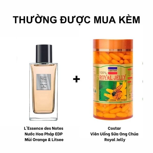 Combo Sữa Ong Chúa Royal Jelly 1450mg 365 Viên Costar & L'Essence des Notes Nước Hoa Pháp EDP Mùi Orange & Litsee 100ml (Nữ Sang Trọng Ngọt Dịu Nhẹ)