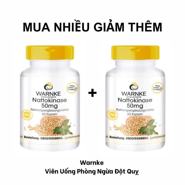 Warnke Viên Uống Phòng Ngừa Đột Quỵ Nattokinase 50mg 60 Viên
