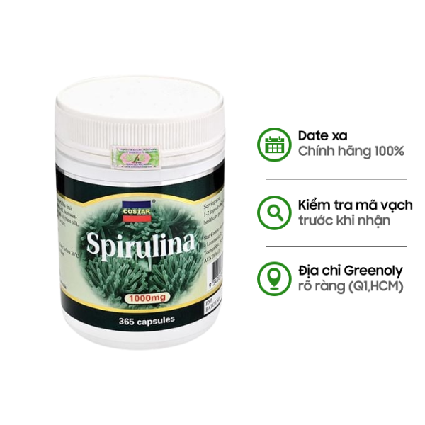 Costar Viên Uống Tảo Biển Spirulina 1000mg 365 Viên