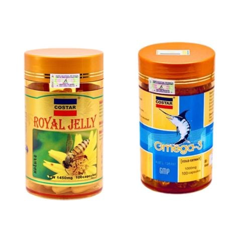 Combo Costar Dầu Cá 100 Viên + Sữa Ong Chúa Royal Jelly Soft Gel 1450mg 100 Viên