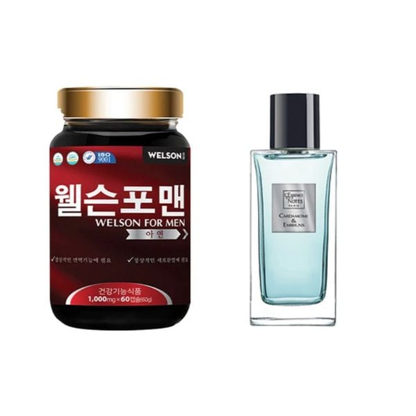 Combo Hỗ Trợ Tăng Cường SL Welson For Men Từ Hàn Quốc - 60 Viên, Hiệu Quả Vượt Trội & L'Essence des Notes Nước Hoa Pháp EDP Mùi Cardamome & Embruns 30ml