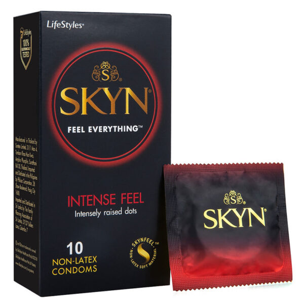 Skyn Bao Cao Su Intense Feel Non-Latex Có Gai Không Mùi, Không Dị Ứng Hộp 10 Cái