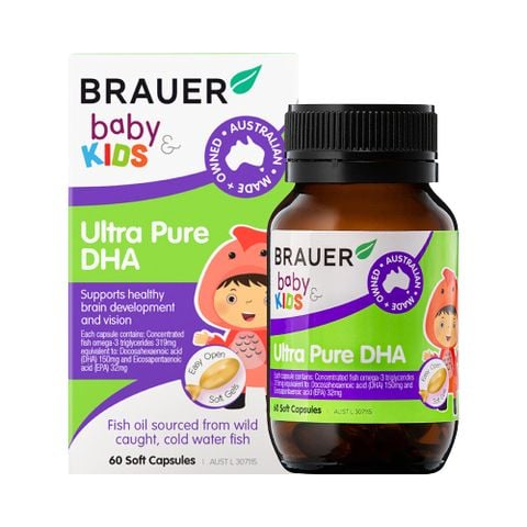 Brauer Viên Nang Mềm Bổ Sung DHA Cho Trẻ Ultra Pure DHA 60 Viên