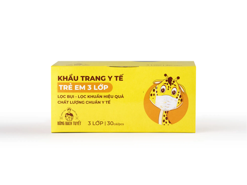 Bông Bạch Tuyết Khẩu Trang Trẻ Em 3 Lớp Hộp 30 Cái