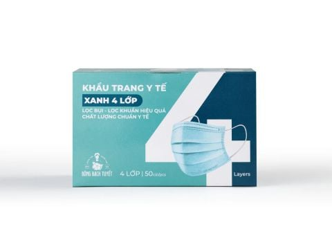 Bông Bạch Tuyết Khẩu Trang Người Lớn 4 Lớp Hộp 50 Cái - Quà Tặng