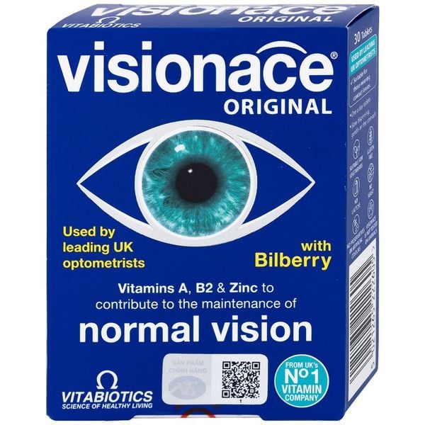Vitabiotics Viên Uống Visionace Original Bổ Sung Vitamin, Khoáng Chất, Lutein, Hỗ Trợ Cải Thiện Thị Lực 30 Viên