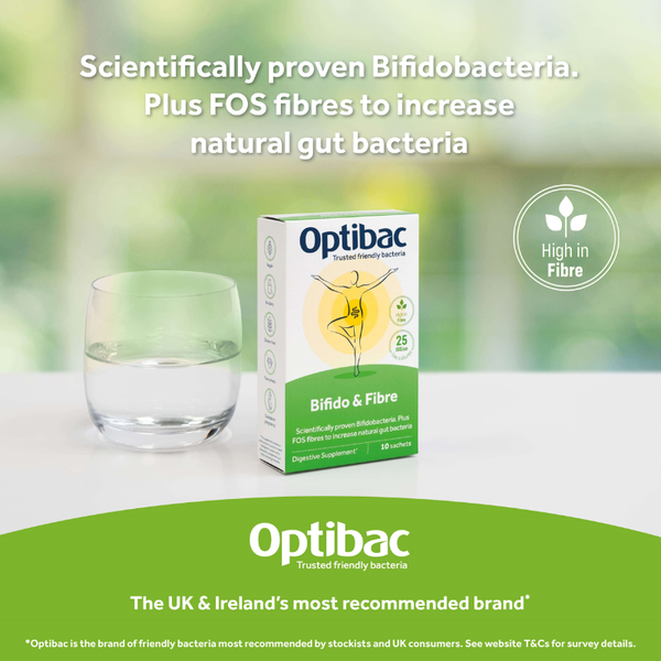 Optibac Men Vi Sinh Bifido & Fibre Hỗ Trợ Giảm Táo Bón, Bổ Sung Chất Xơ 10 Gói