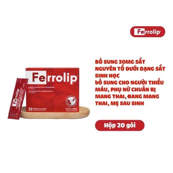 Ferrolip Sắt Sinh Học Dạng Bột Tăng Khả Năng Hấp Thu Không Gây Nóng 20 Gói
