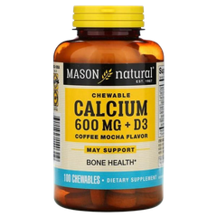 Mason Natural Viên Uống Hỗ Trợ Xương Khớp Chewable Calcium 600 mg + D3 (Coffee Mocha Flavor) 100 Viên