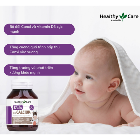 Healthy Care Bổ Sung Canxi Cho Trẻ Trên 4 Tháng Tuổi Milk Calcium 60 Viên (Chính Hãng)
