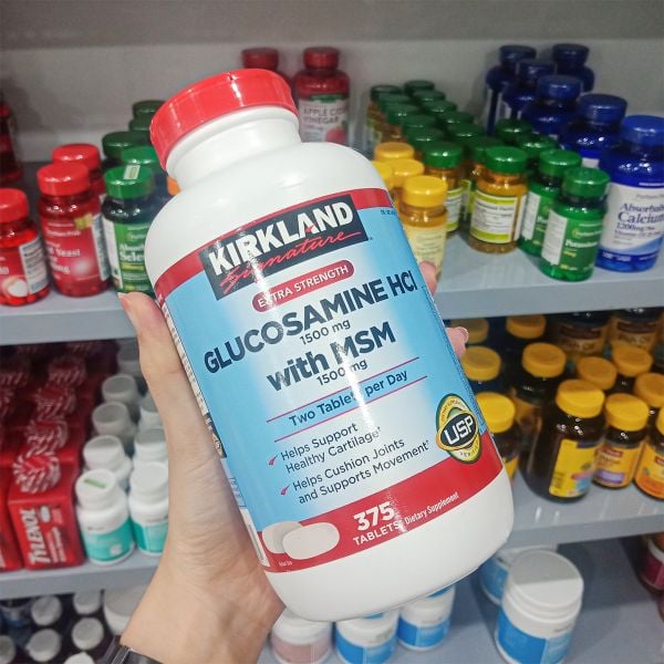 Viên Uống Hỗ Trợ Xương Khớp Kirkland Glucosamine HCL MSM 1500mg Mỹ 375 Viên Nắp Đỏ