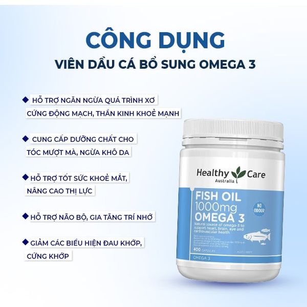 Healthy Care Viên Dầu Cá Bổ Sung Omega 3 Fish Oil 1000mg 400 Viên