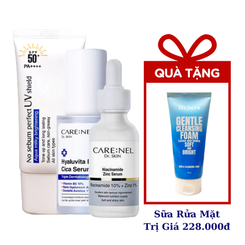 Care:nel Combo Dưỡng Trắng Chống Nắng - Kem Chống Nắng, Serum B5, Zinc Serum