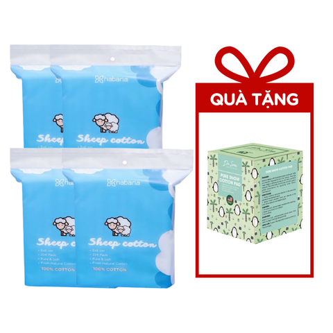 Care:nel Combo 4 Túi Bông Tẩy Trang Cừu Habaria Sheep Cotton 234 Miếng