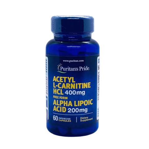 Puritan’s Pride Viên Uống Acetyl L-Carnitine HCl 400mg with Alpha Lipoic Acid 200mg 60 Viên