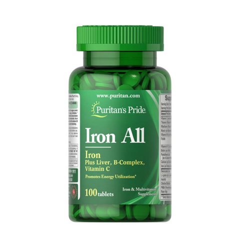 Puritan's Pride Viên Uống Hỗ Trợ Bổ Máu Iron All 100 Viên