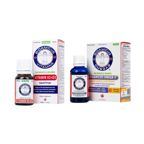 Combo Tăng Chiều Cao, Đề Kháng, Cải Thiện Giấc Ngủ, Thị Lực Và Trí Não Cho Trẻ Bioamicus K2D3 & Bioamicus Omega 3