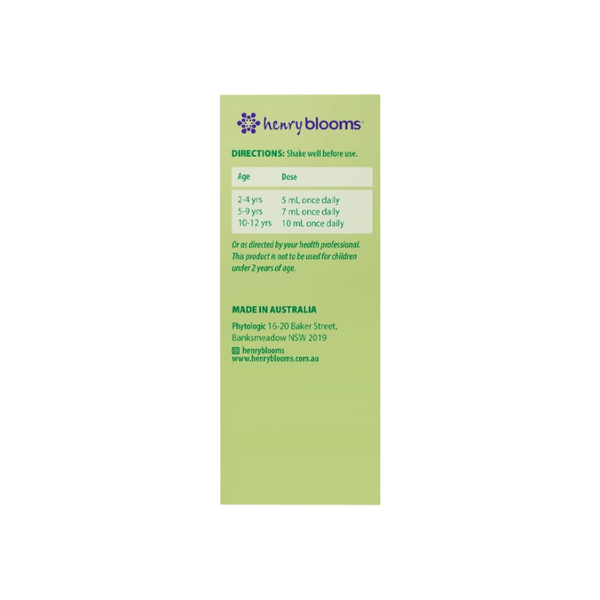 Henry Blooms Kids Liquid Dung Dịch Hỗ Trợ Giúp Kích Thích Ăn Ngon Cold And Flu With Elderberry 100ml