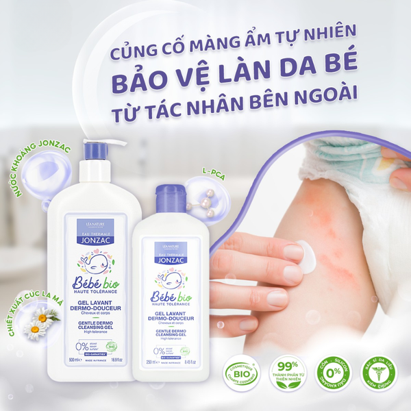 Jonzac Gel Tắm Gội Hữu Cơ Dành Cho Bé Từ Sơ Sinh Viêm Da Cơ Địa 250ml