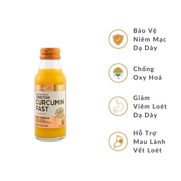 Combo 2 Hộp Kolmar Nước Tinh Chất Nghệ Hỗ Trợ Chức Năng Dạ Dày Condition Curcumin Fast 10 Chai